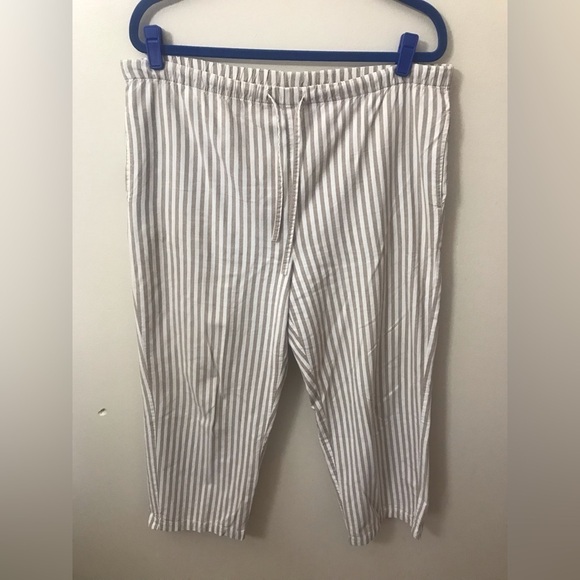 Orvis Womens Cotton Striped Pull On Wide Leg High Rise Lightweight Pants Size 12 - Picture 3 of 13